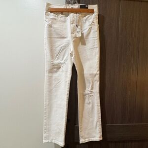 NEW Express Super High Waisted White Ripped Slim Jeans, Size 00 Short